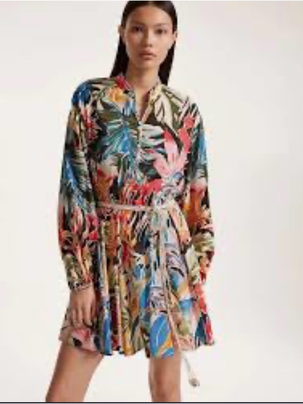 H&M Tropical Print Long-Sleeve Dress